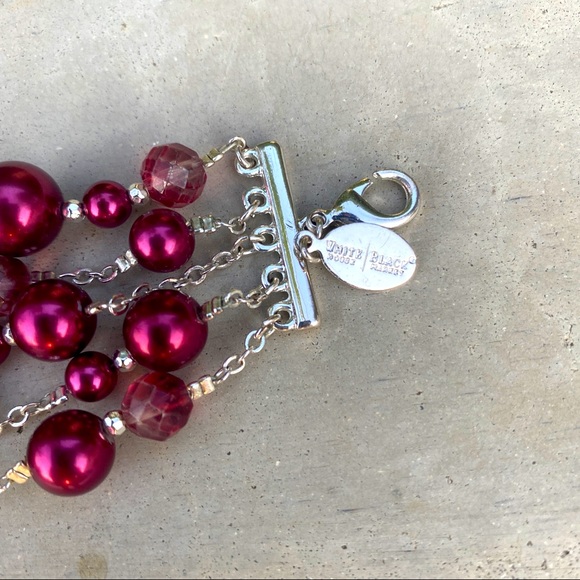 WHBM beaded Bracelet multi-strand adjustable wine jewelry collection cuff silver - Picture 10 of 12